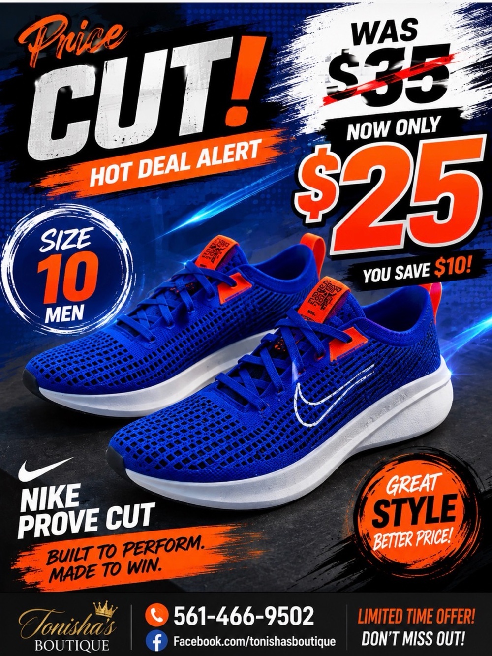 Nike Men's Sneakers - Blue with Orange Accents